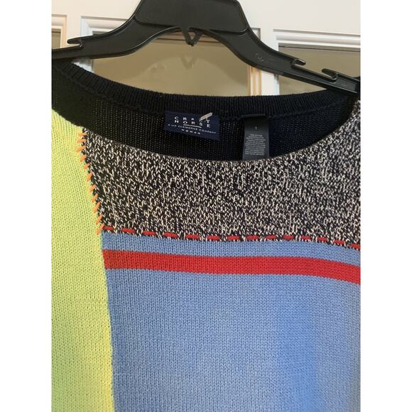 Crazy Horse by Liz Claiborne navy colorblock multicolor long sleeve sweater sz 1 - Picture 3 of 7